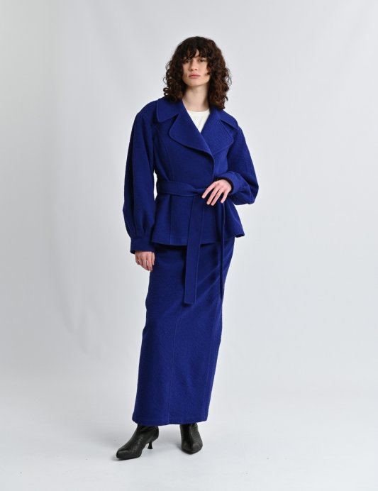 Спідниця максі з синьої пальтовки