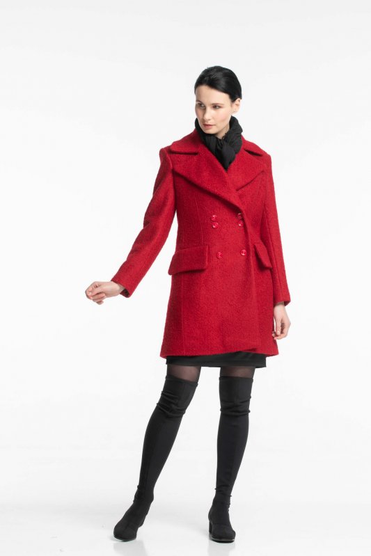 Приталене пальто букле червоного кольору