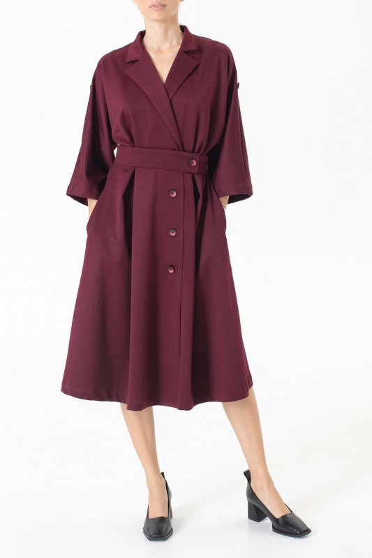 Платье-кимоно бордового цвета