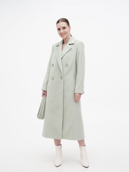 Пальто м'ятного кольору під пояс