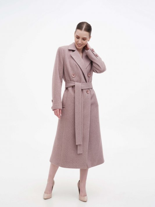 Пальто вишневе під пояс