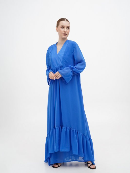 Довга синя сукня вільного крою Довга синя сукня вільного крою