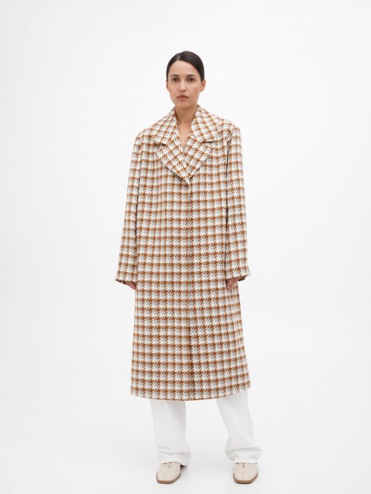 Пальто в кольорову гусячу лапку