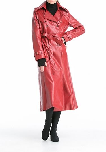Плащ красный из экокожи Фото 3 Плащ красный из экокожи Фото 3