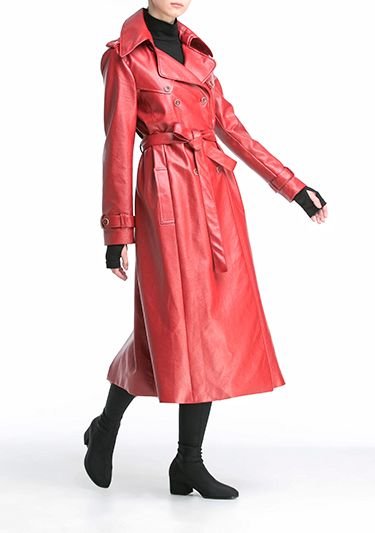 Плащ красный из экокожи Фото 4 Плащ красный из экокожи Фото 4