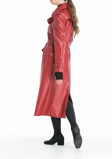Плащ красный из экокожи Фото 5 Плащ красный из экокожи Фото 5