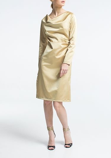 Платье золотое с объемным вырезом Фото 5