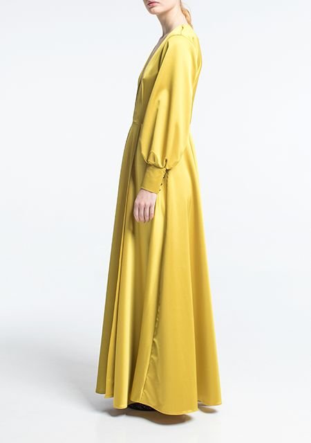 Сукня жовта з глибоким вирізом Фото 2