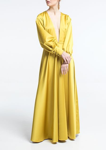 Сукня жовта з глибоким вирізом Фото 5