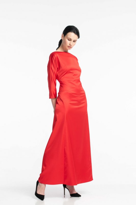 Довга червона сукня з відкритою спинкою Фото 2