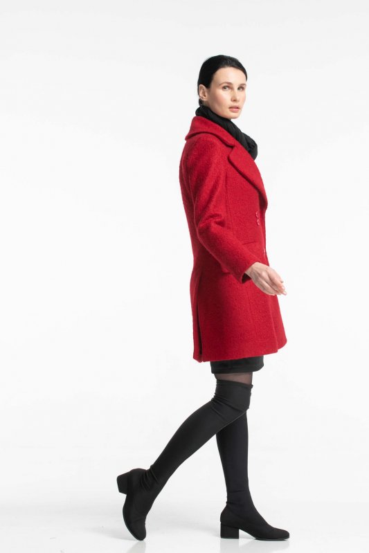Приталене пальто букле червоного кольору Фото 3
