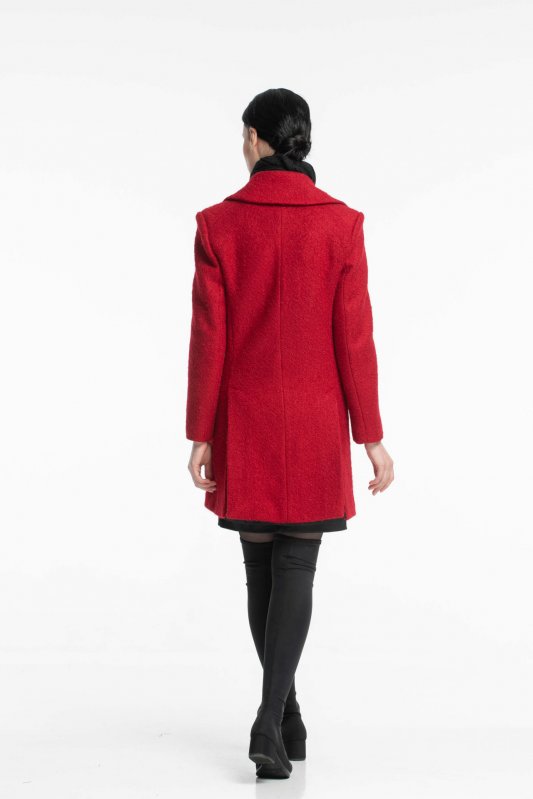Приталене пальто букле червоного кольору Фото 4