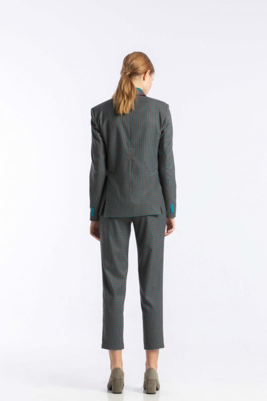 Пиджак в мелкую голубую клеточку с двумя шлицами Фото 3 Пиджак в мелкую голубую клеточку с двумя шлицами Фото 3