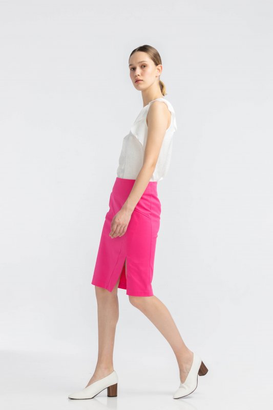 Неоново-розовая котоновая юбка  Фото 2