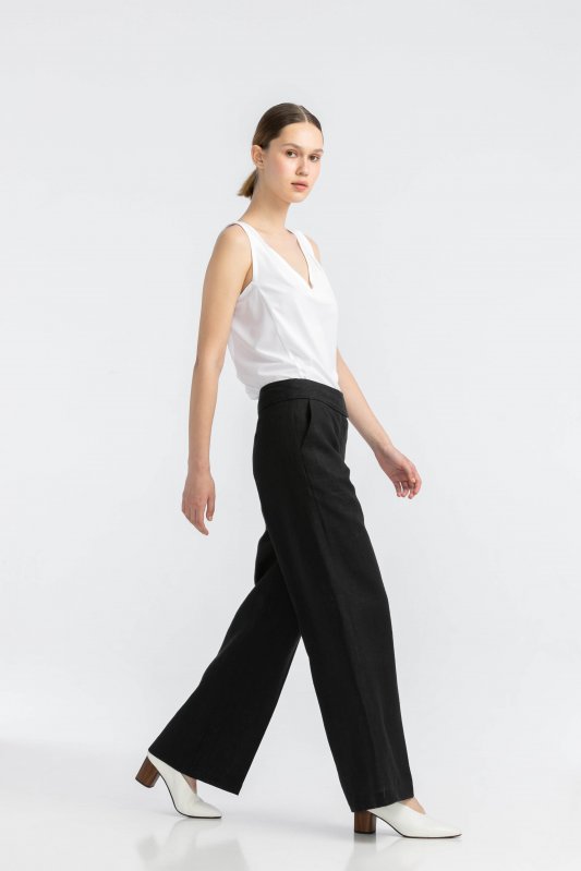 Чорні лляні брюки Фото 2