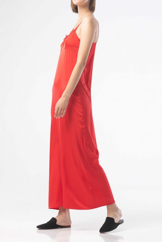 Ночная красная рубашка на бретелях  Фото 2