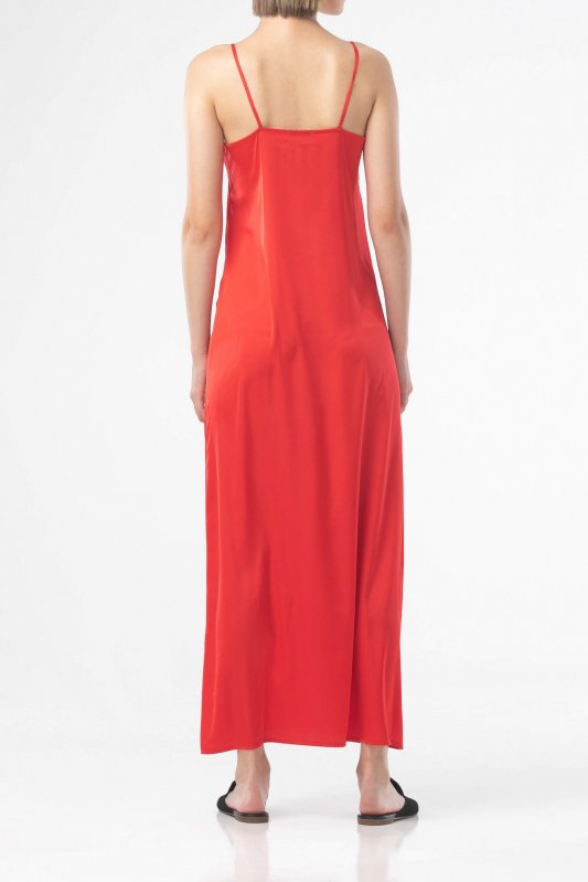 Ночная красная рубашка на бретелях  Фото 3