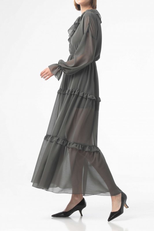 Легкое серое платье из шифона Фото 2