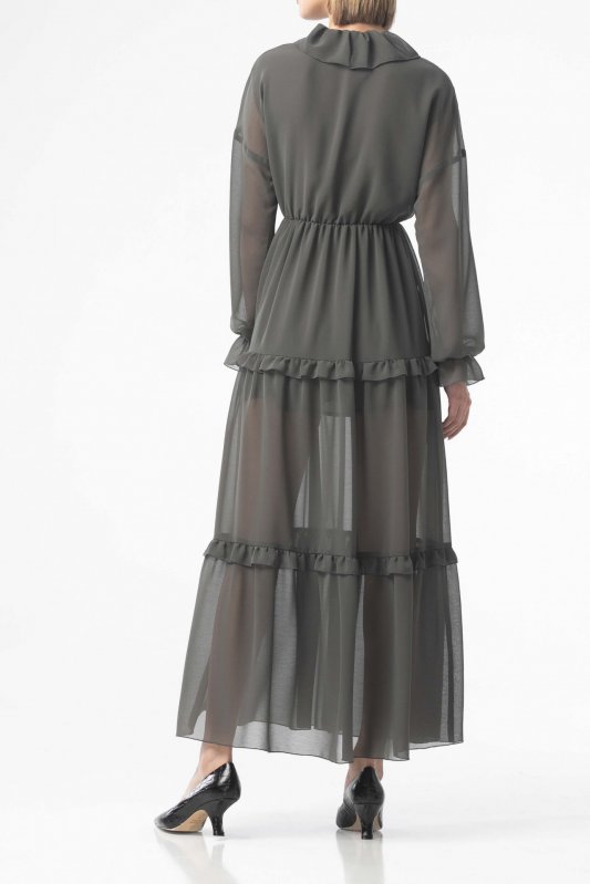 Легкое серое платье из шифона Фото 3