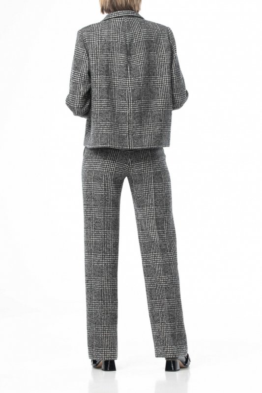 Серые прямые брюки в клетку со стрелками Фото 3
