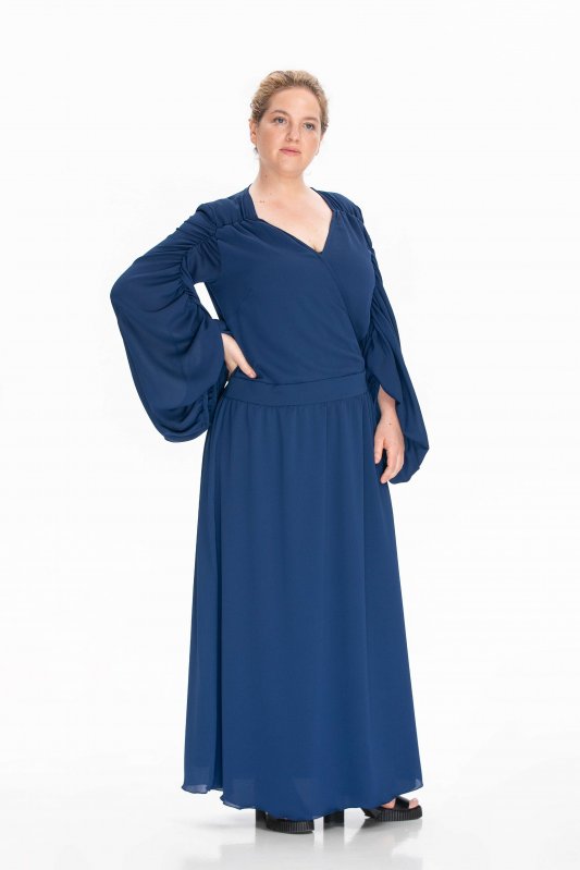Синее вечернее шифоновое платье в пол PLUS SIZE Фото 3