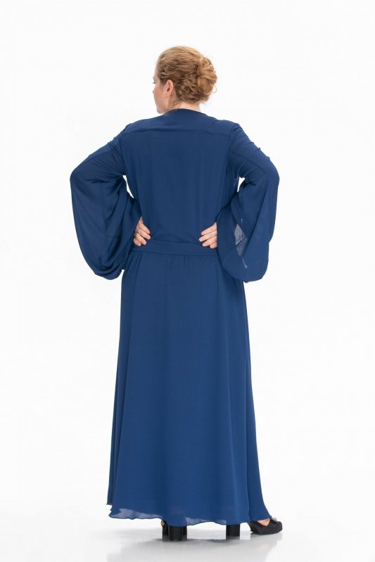 Синее вечернее шифоновое платье в пол PLUS SIZE Фото 4