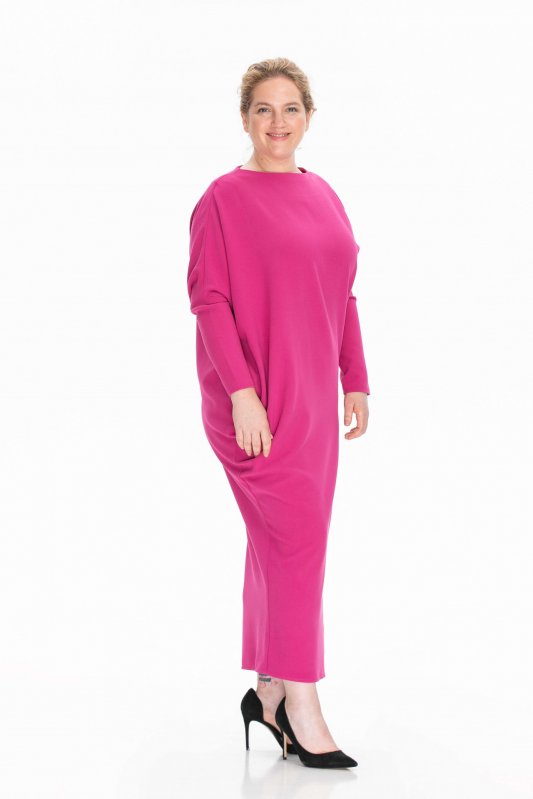 Длинное асимметричное платье цвета фуксия PLUS SIZE Фото 2