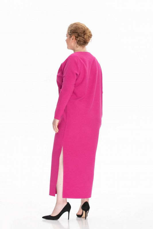 Длинное асимметричное платье цвета фуксия PLUS SIZE Фото 4