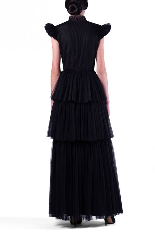 Чёрное платье из прозрачной фатиновой сетки Фото 4