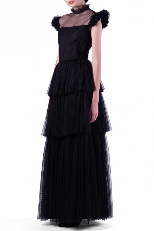Чёрное платье из прозрачной фатиновой сетки Фото 2