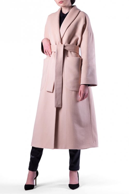 Бежевое пальто свободного кроя 500228 Фото 3