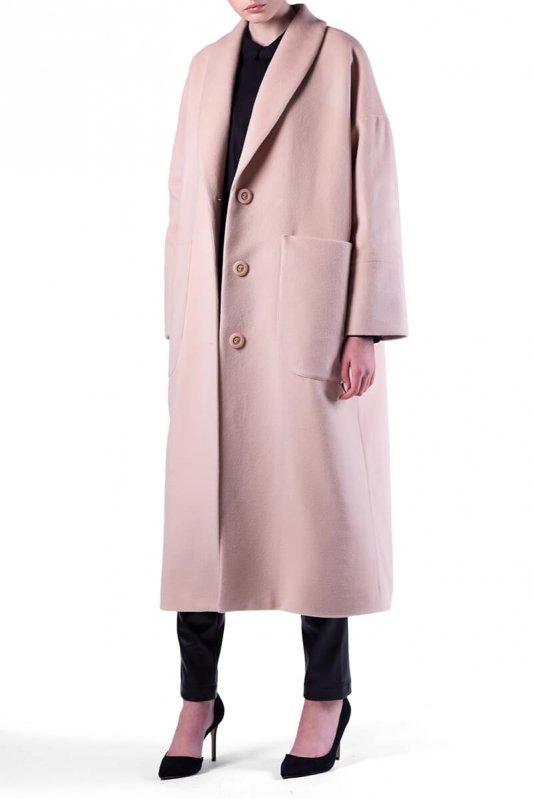 Бежевое пальто свободного кроя 500228 Фото 2