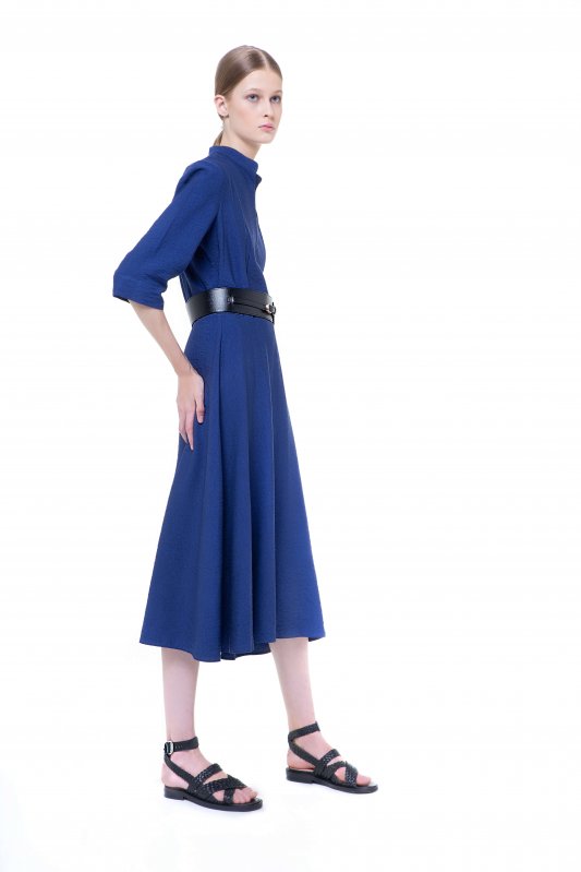 Синя лляна сукня А-силуету  Фото 3