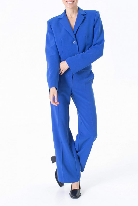 Синий укороченный пиджак на две пуговицы Фото 2