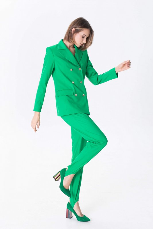 Пиджак двубортный зеленый Фото 3