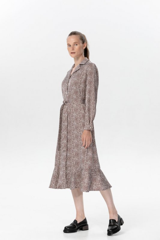 Коричневое платье годе в мелкий горох Фото 2
