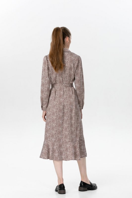 Коричневое платье годе в мелкий горох Фото 3