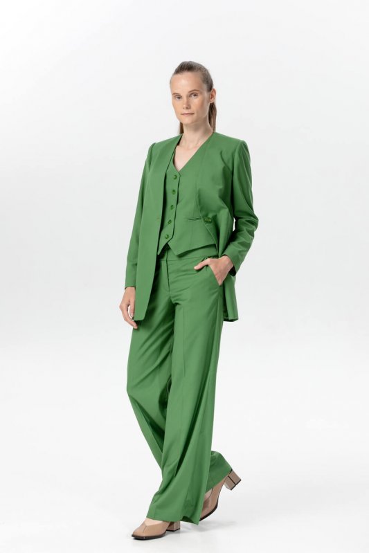 Зелений однобортний піджак на один ґудзик Фото 2