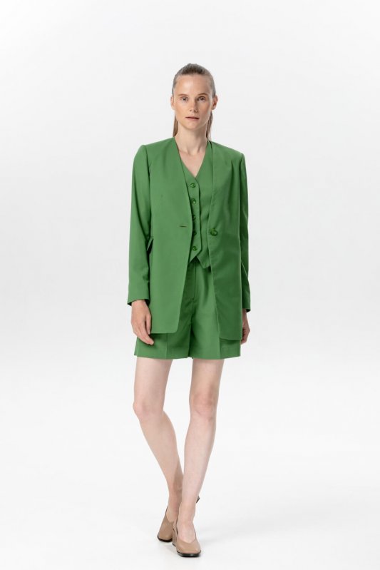 Зелений однобортний піджак на один ґудзик Фото 4