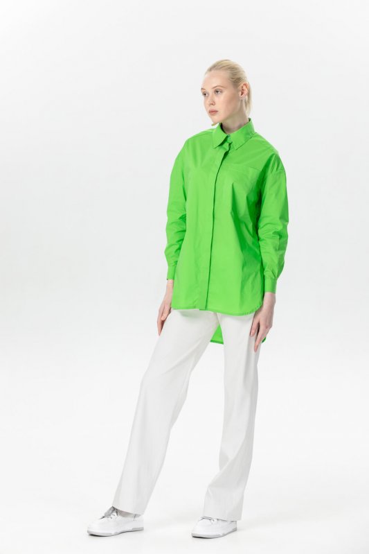 Удлиненная неоново-зеленая рубашка Фото 2