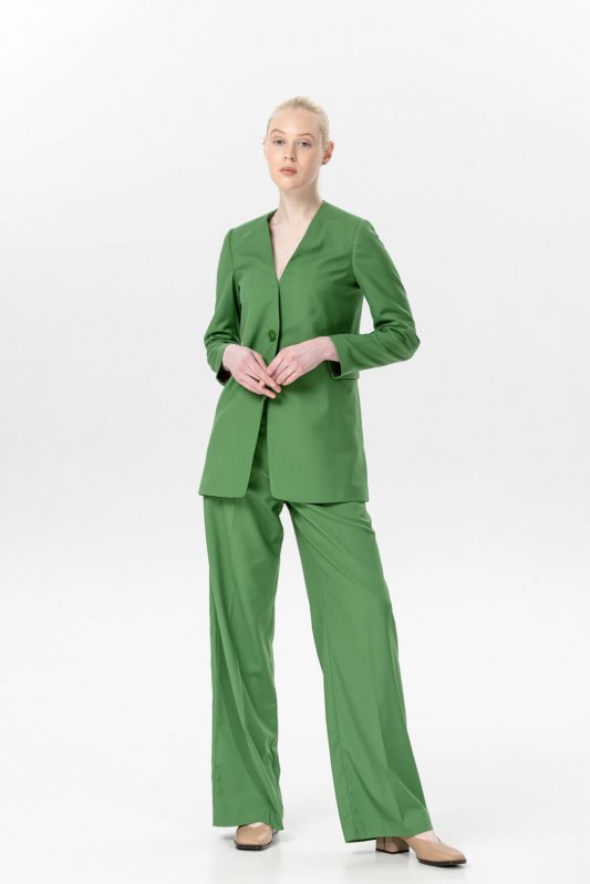 Зелений однобортний піджак на один ґудзик Фото 7