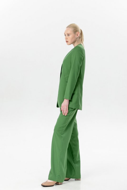 Зелений однобортний піджак на один ґудзик Фото 9