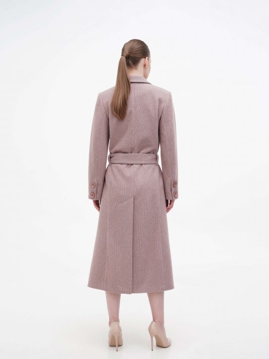 Пальто вишневе під пояс Фото 4