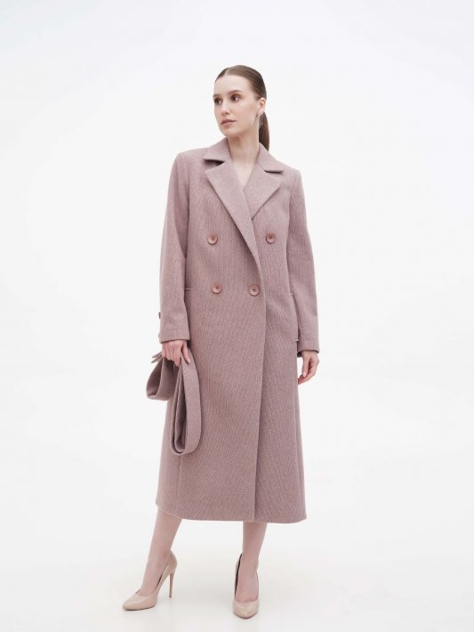 Пальто вишневе під пояс Фото 2