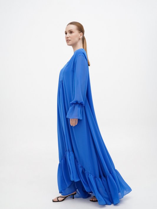 Довга синя сукня вільного крою Фото 2 Довга синя сукня вільного крою Фото 2