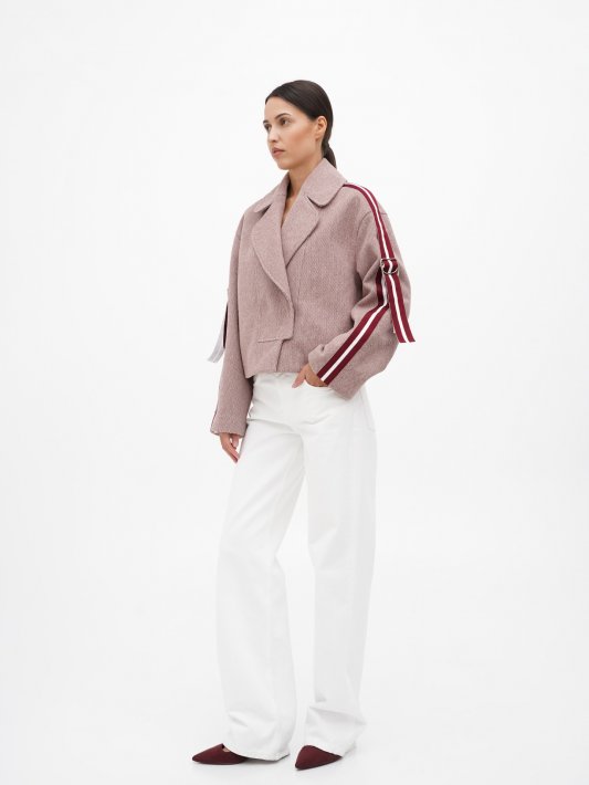 Бомбер коричневый с лампасами Фото 2 Бомбер коричневый с лампасами Фото 2