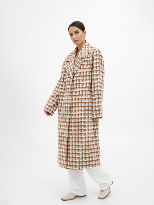 Пальто в кольорову гусячу лапку Фото 2