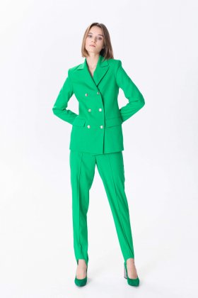 Зеленые костюмные брюки с лямкой